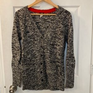 J Crew black & white marbled cardigan Size Med